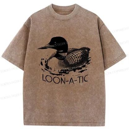 Tokyo-Tiger Loon-a-tic Funny Washed T-Shirt