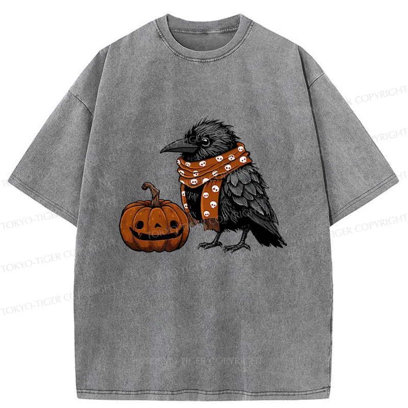 Tokyo-Tiger Christmas Crow Washed T-Shirt