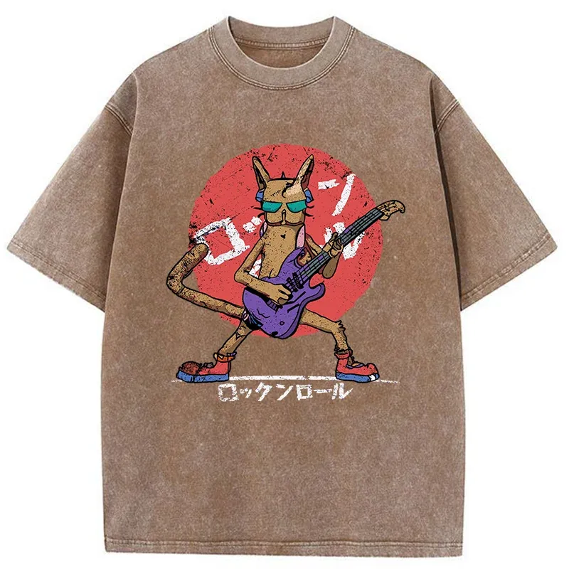 Tokyo-Tiger Rock Cat Washed T-Shirt