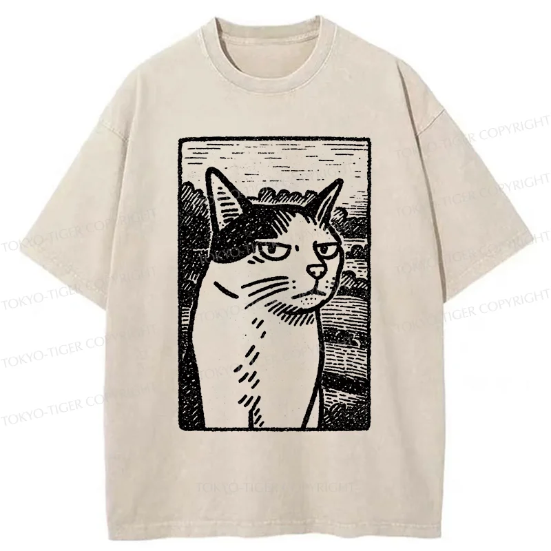 Tokyo-Tiger Cat's Hateful Eyes Washed T-Shirt