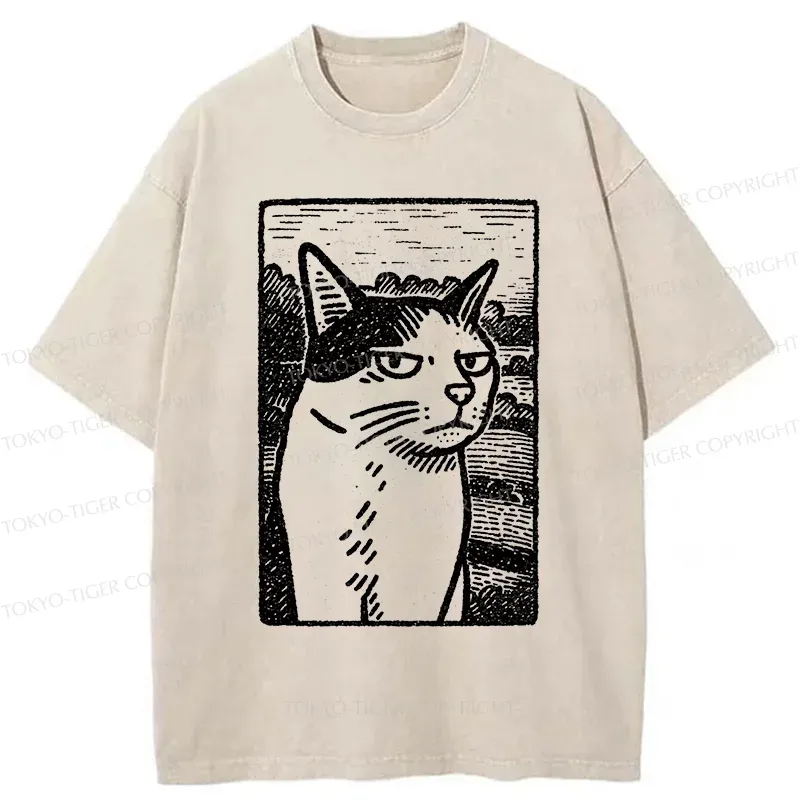 Tokyo-Tiger Cat's Hateful Eyes Washed T-Shirt