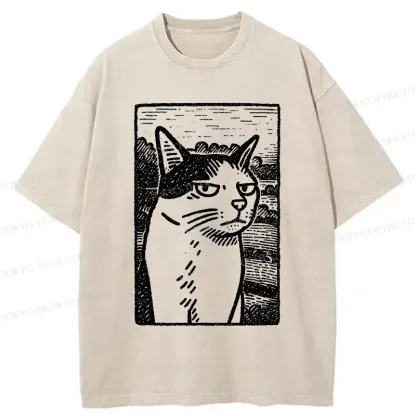Tokyo-Tiger Cat's Hateful Eyes Washed T-Shirt