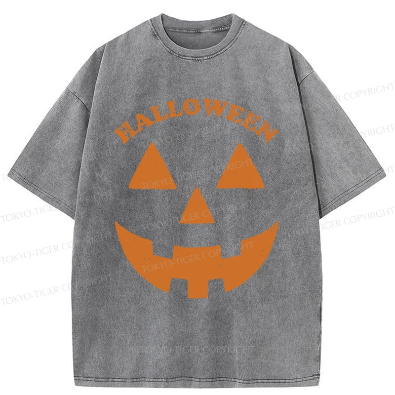 Tokyo-Tiger Fun Pumpkin Lantern Washed T-Shirt