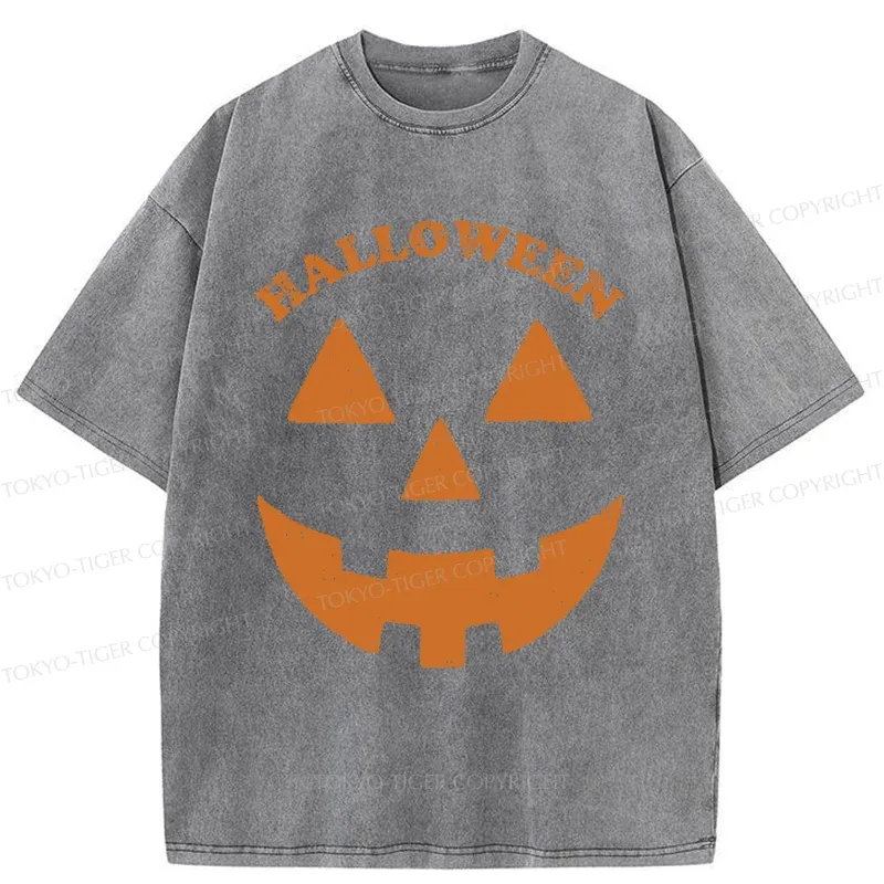 Tokyo-Tiger Fun Pumpkin Lantern Washed T-Shirt