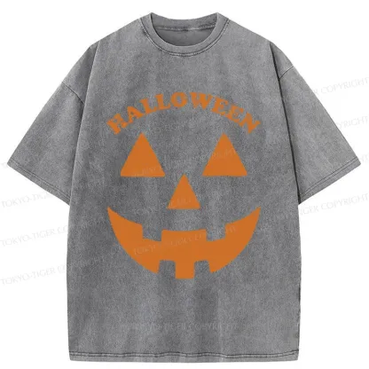 Tokyo-Tiger Fun Pumpkin Lantern Washed T-Shirt