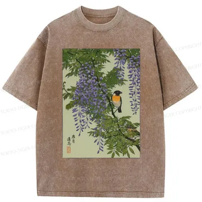 Tokyo-Tiger Wisteria Painting Washed T-Shirt