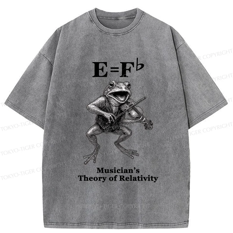 Tokyo-Tiger Frog Playing The Violin Washed T-Shirt