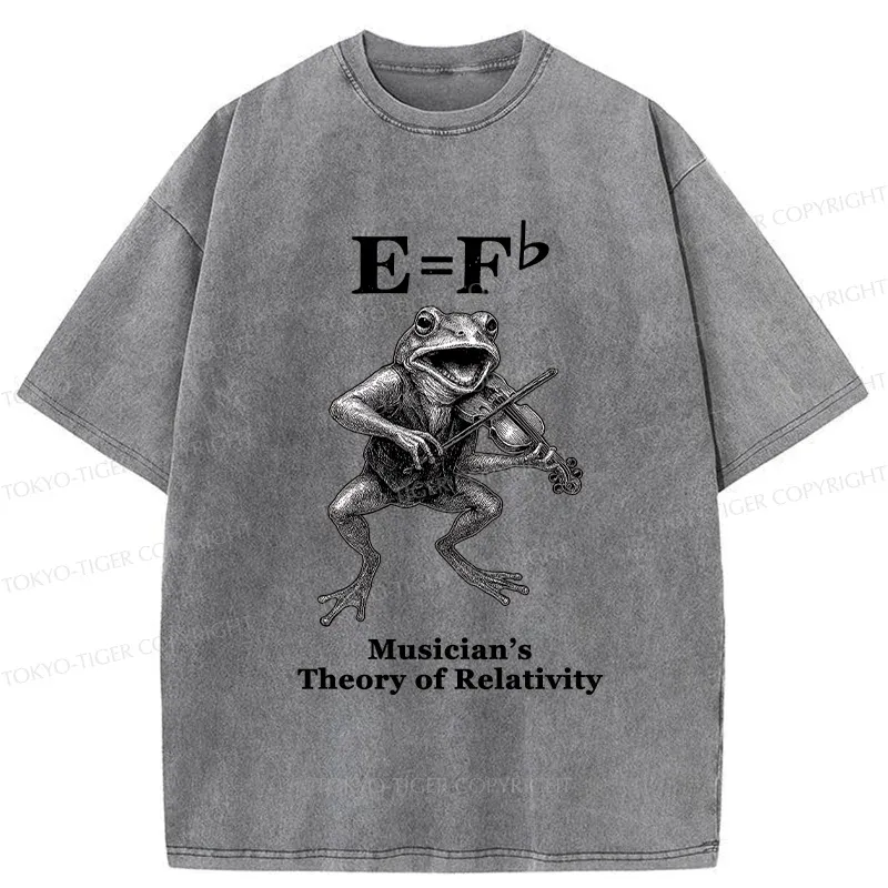 Tokyo-Tiger Frog Playing The Violin Washed T-Shirt