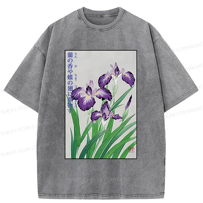 Tokyo-Tiger Japanese Iris Washed T-Shirt
