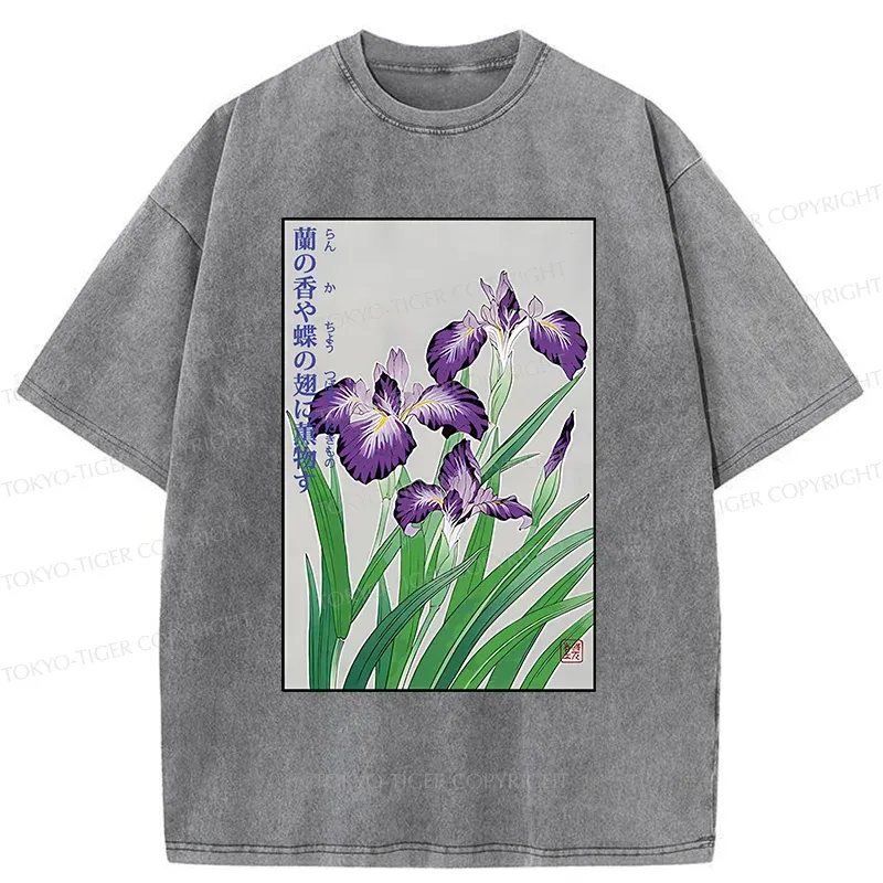 Tokyo-Tiger Japanese Iris Washed T-Shirt
