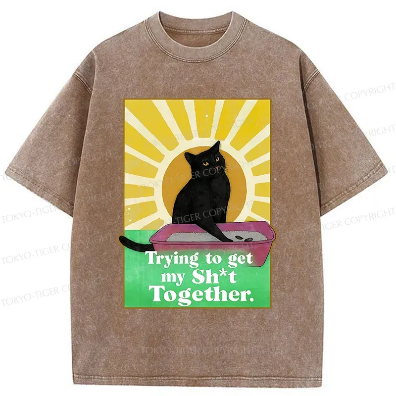 Tokyo-Tiger Cat That Scoops Up Shit Washed T-Shirt