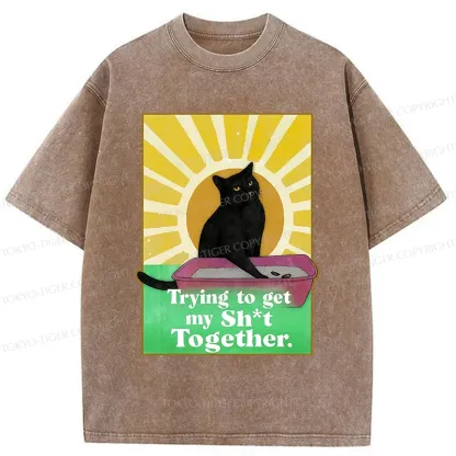 Tokyo-Tiger Cat That Scoops Up Shit Washed T-Shirt