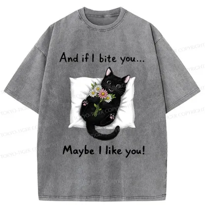 Tokyo-Tiger Cat's Expression Of Love Washed T-Shirt