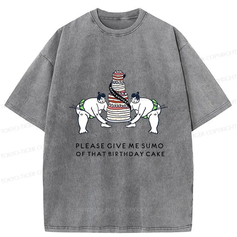 Tokyo-Tiger Sumo Wrestlers Lift The Cake Washed T-Shirt
