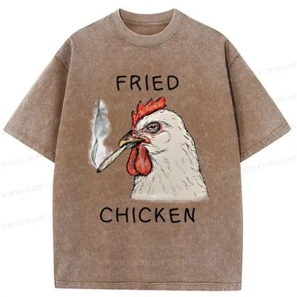 Tokyo-Tiger Fried Chicken Funny Washed T-Shirt