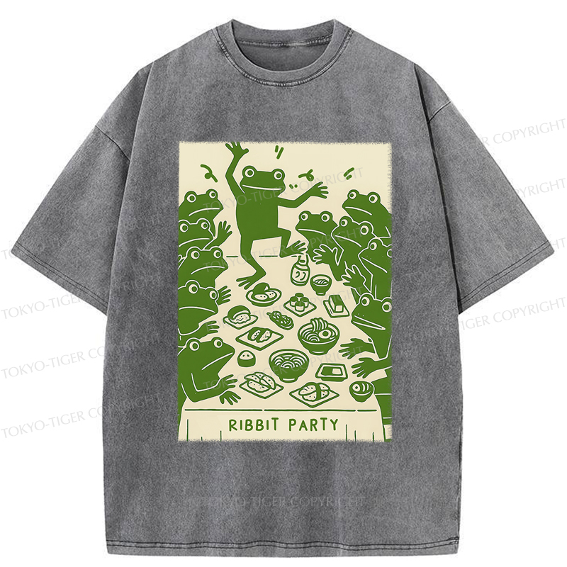 Tokyo-Tiger Ribbit Party Washed T-Shirt