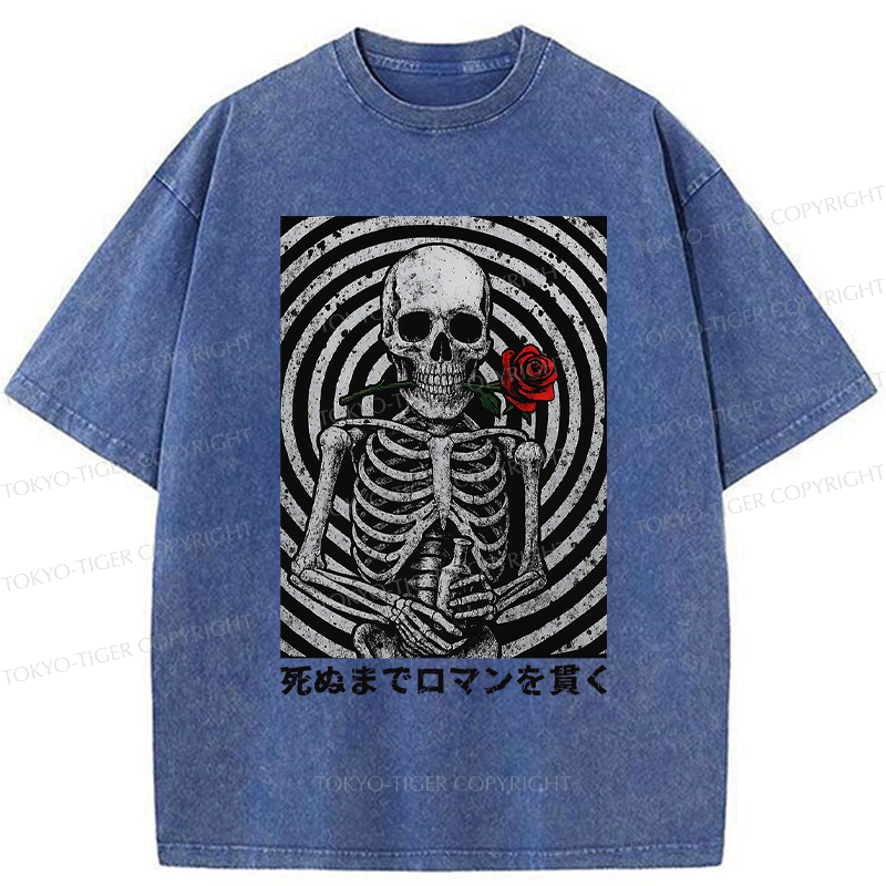 Tokyo-Tiger Rose and Skull Washed T-Shirt