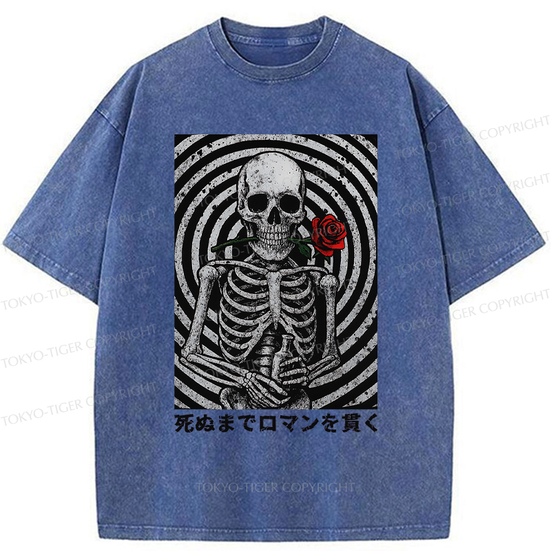 Tokyo-Tiger Rose and Skull Washed T-Shirt