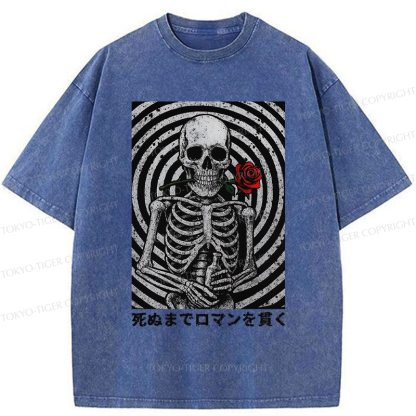 Tokyo-Tiger Rose and Skull Washed T-Shirt