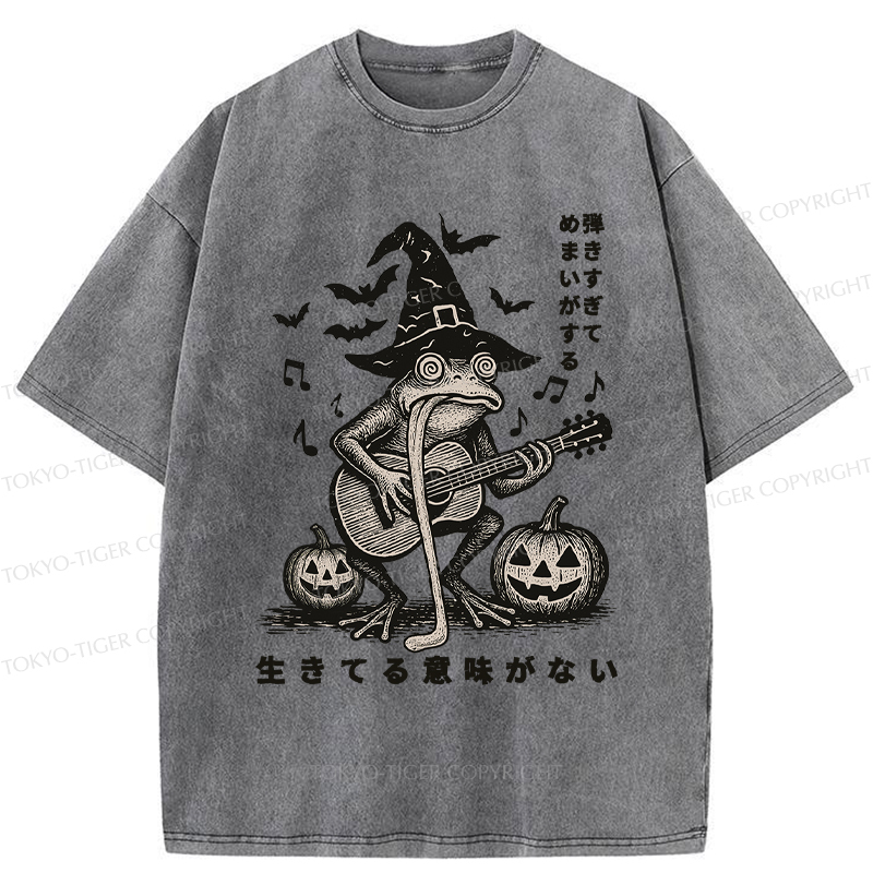 Tokyo-Tiger Funny Frog Guitarist Washed T-Shirt