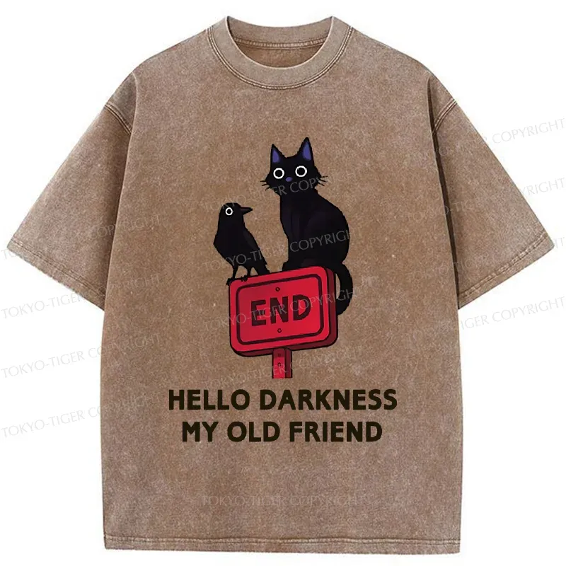 Tokyo-Tiger Black Cat And Crow Washed T-Shirt