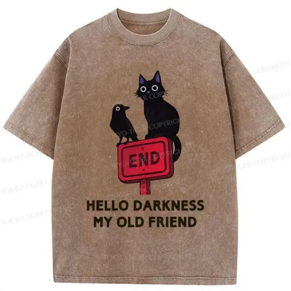 Tokyo-Tiger Black Cat And Crow Washed T-Shirt