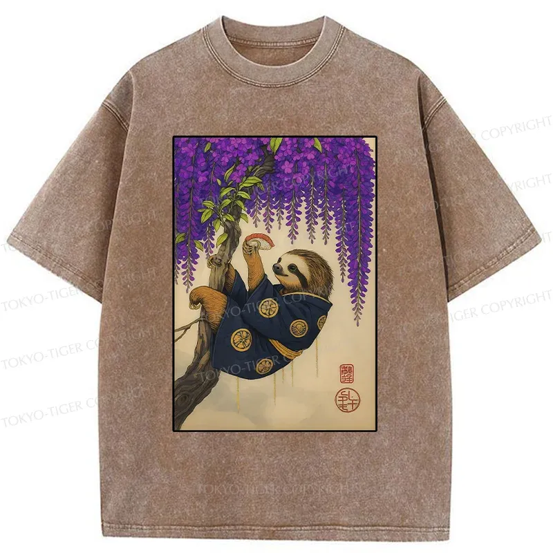 Tokyo-Tiger Japanese Sloth Washed T-Shirt