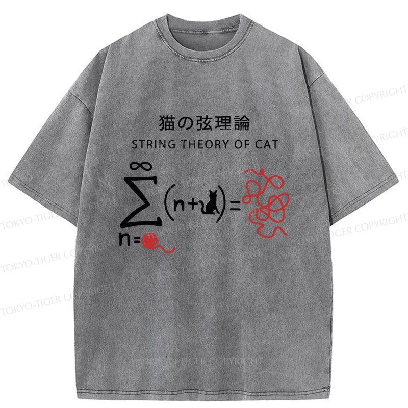 Tokyo-Tiger String Theory Of Cat Washed T-Shirt