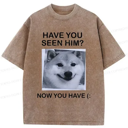 Tokyo-Tiger Funny Dog Washed T-Shirt