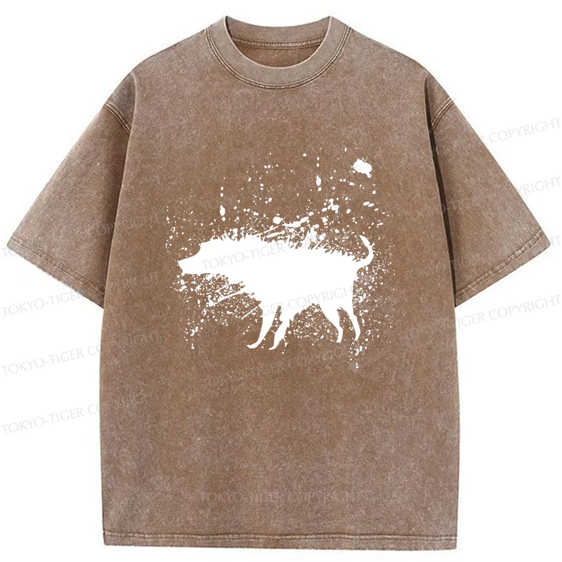 Tokyo-Tiger Tumbling Dog Washed T-Shirt