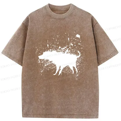 Tokyo-Tiger Tumbling Dog Washed T-Shirt