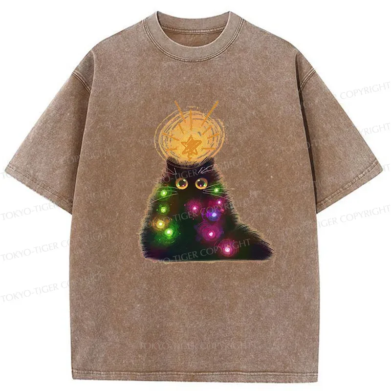 Tokyo-Tiger Christmas Cat Washed T-Shirt