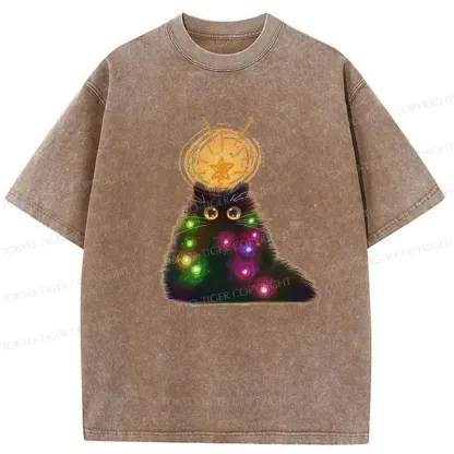 Tokyo-Tiger Christmas Cat Washed T-Shirt