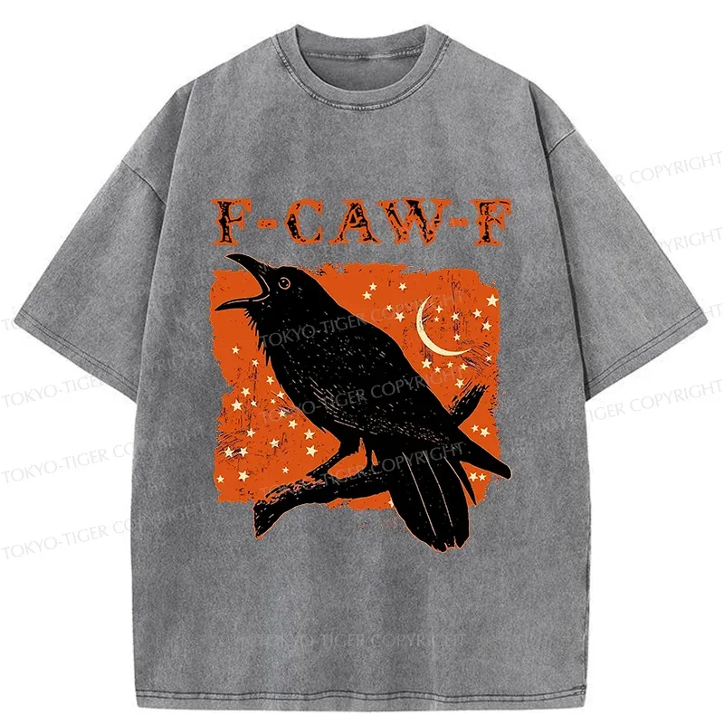Tokyo-Tiger Funny Crow Calls Washed T-Shirt Sale