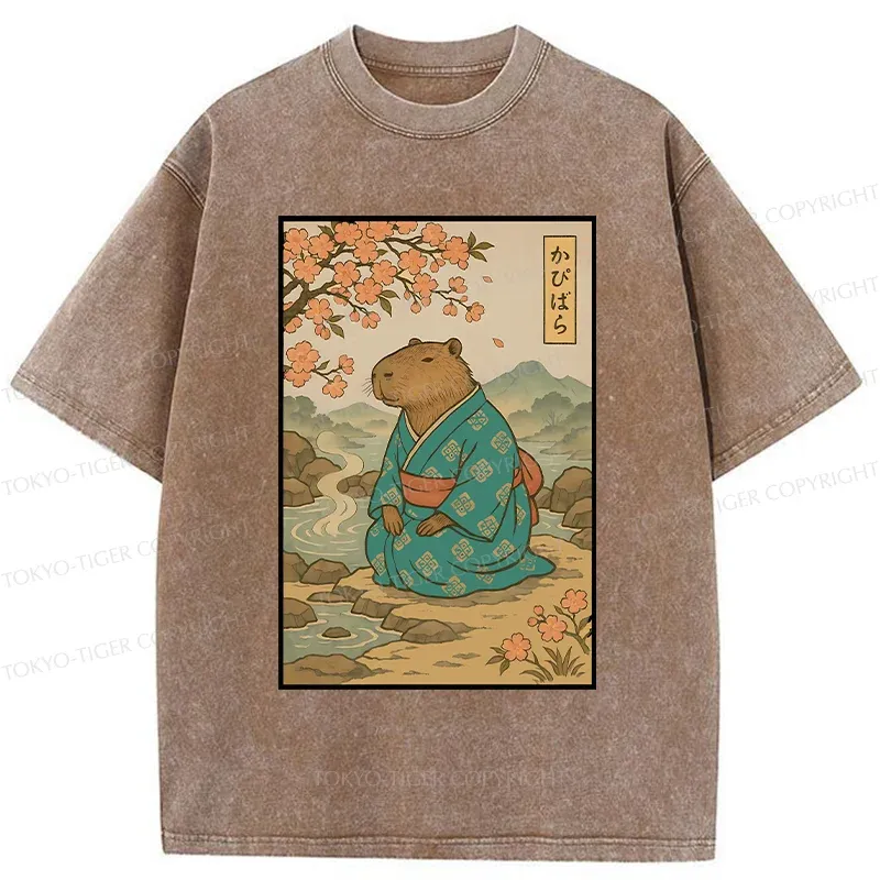 Tokyo-Tiger Japanese Capybara Washed T-Shirt