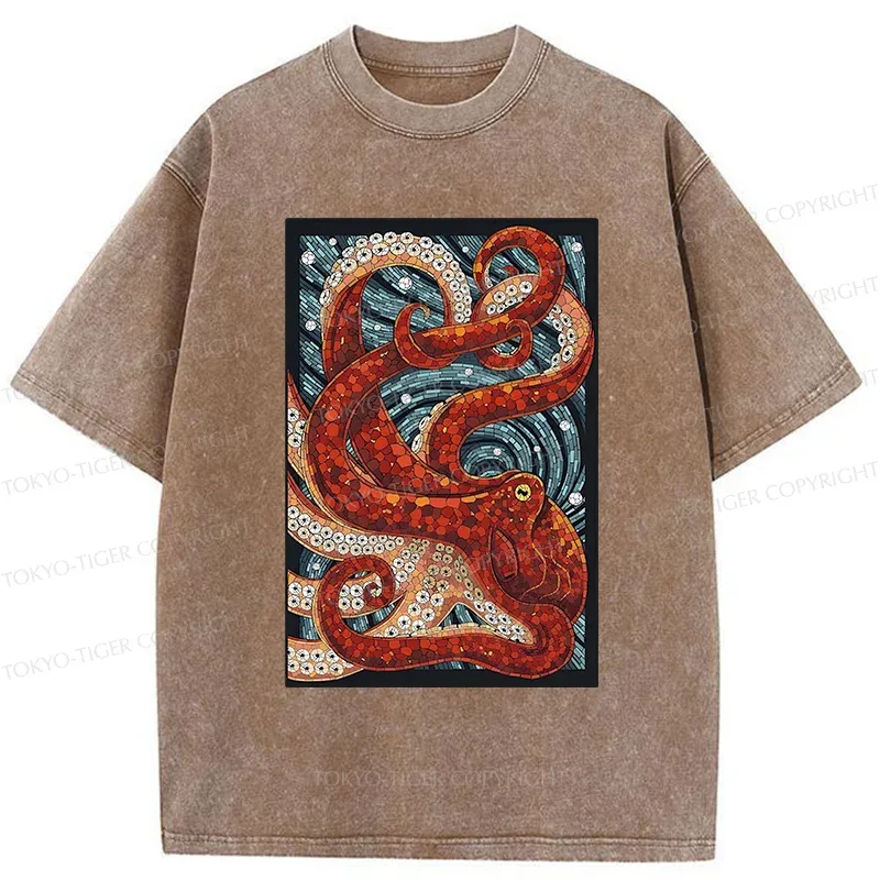 Tokyo-Tiger Colorful Octopus Washed T-Shirt
