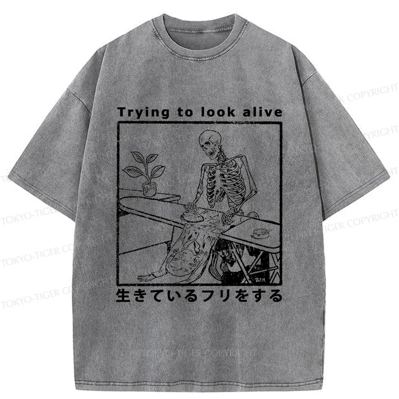 Tokyo-Tiger Ironing Shell Washed T-Shirt