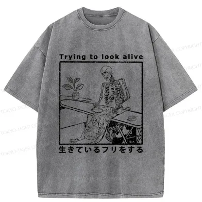 Tokyo-Tiger Ironing Shell Washed T-Shirt