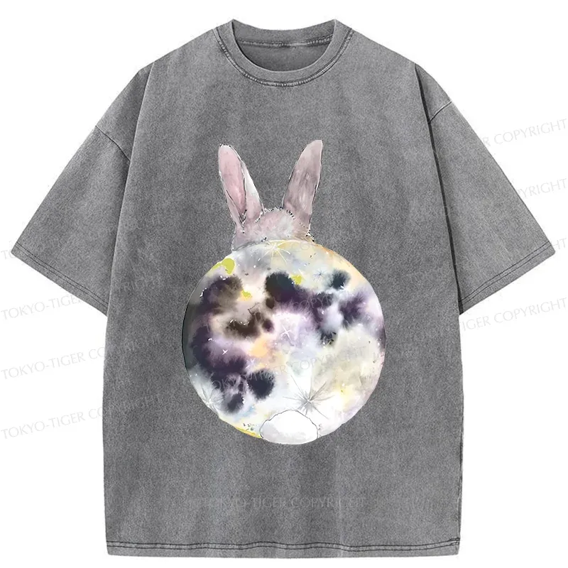 Tokyo-Tiger Moon Rabbit Washed T-Shirt Sale