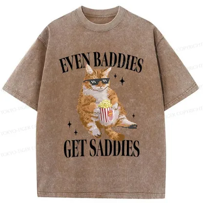 Tokyo-Tiger Bad Cat Meme Washed T-Shirt