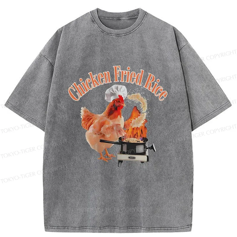 Tokyo-Tiger Chicken Fried Rice Washed T-Shirt