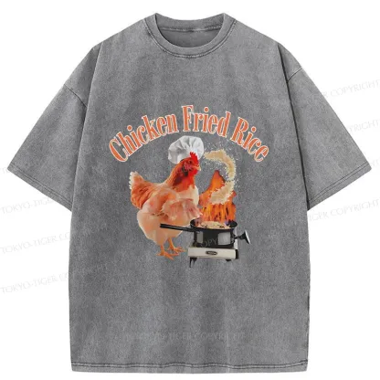 Tokyo-Tiger Chicken Fried Rice Washed T-Shirt