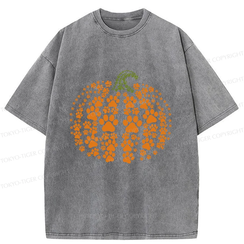 Tokyo-Tiger Cute Pumpkin Washed T-Shirt