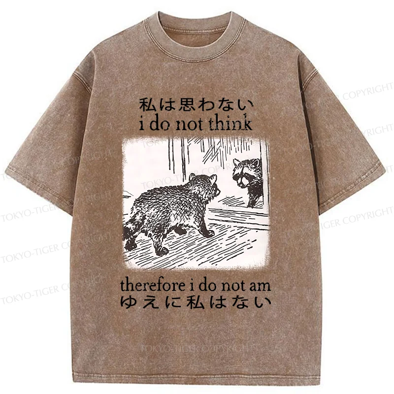 Tokyo-Tiger Raccoon Self-doubt Washed T-Shirt