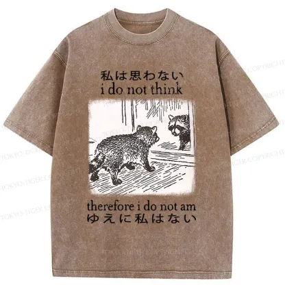 Tokyo-Tiger Raccoon Self-doubt Washed T-Shirt