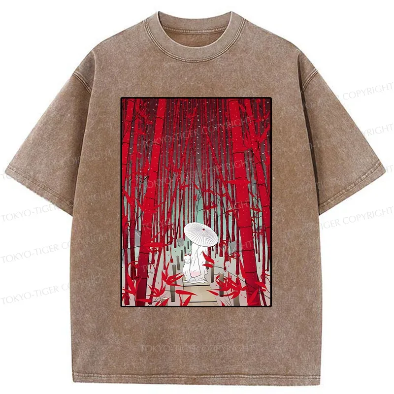 Tokyo-Tiger Japanese Bamboo Forest Washed T-Shirt