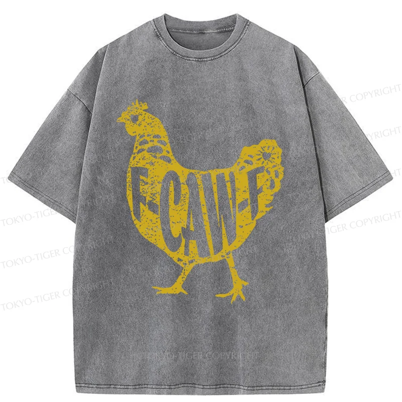 Tokyo-Tiger Cock Crows Funny Washed T-Shirt