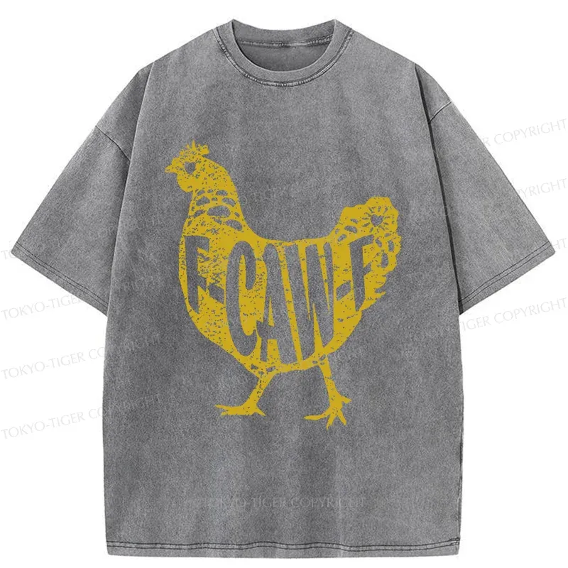 Tokyo-Tiger Cock Crows Funny Washed T-Shirt