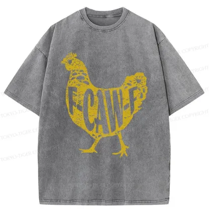 Tokyo-Tiger Cock Crows Funny Washed T-Shirt