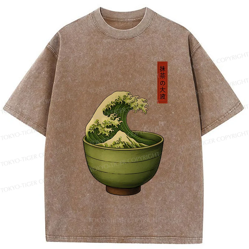 Tokyo-Tiger Matcha Cup Washed T-Shirt